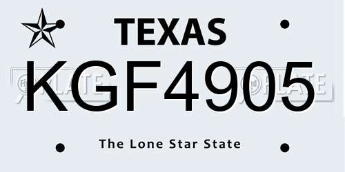 KGF4905 Texas License Plate