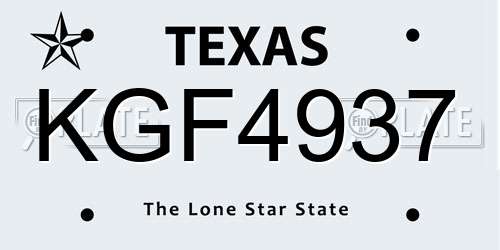 KGF4937 Texas License Plate