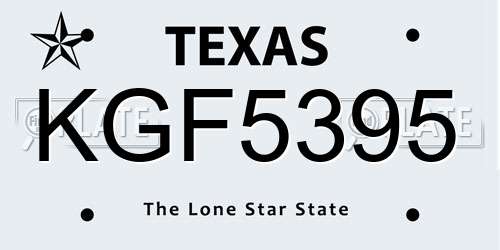 KGF5395 Texas License Plate