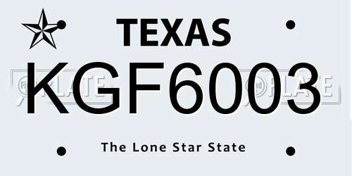 KGF6003 Texas License Plate