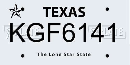 KGF6141 Texas License Plate