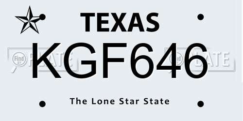 KGF646 Texas License Plate