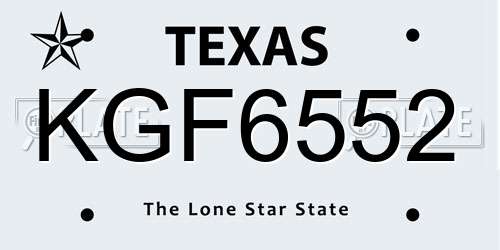 KGF6552 Texas License Plate