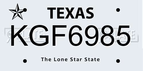 KGF6985 Texas License Plate
