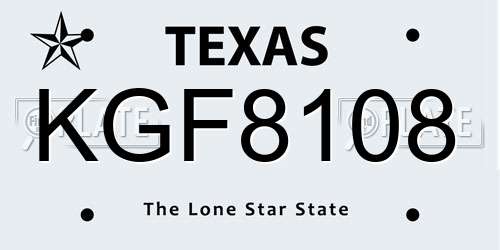 KGF8108 Texas License Plate