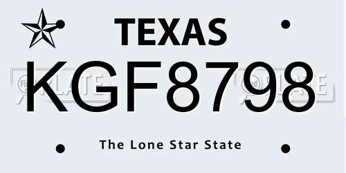 KGF8798 Texas License Plate
