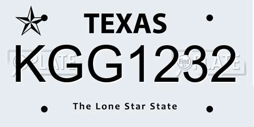 KGG1232 Texas License Plate