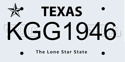 KGG1946 Texas License Plate