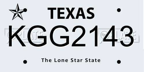 KGG2143 Texas License Plate