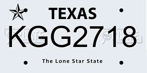KGG2718 Texas License Plate