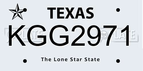 KGG2971 Texas License Plate