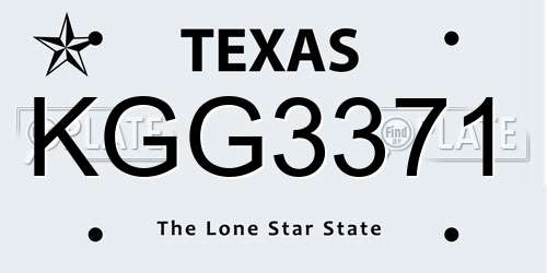 KGG3371 Texas License Plate