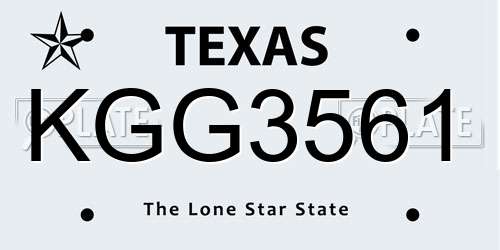 KGG3561 Texas License Plate