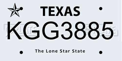 KGG3885 Texas License Plate