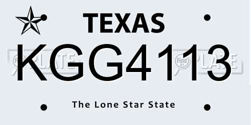 KGG4113 Texas License Plate