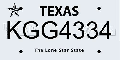 KGG4334 Texas License Plate