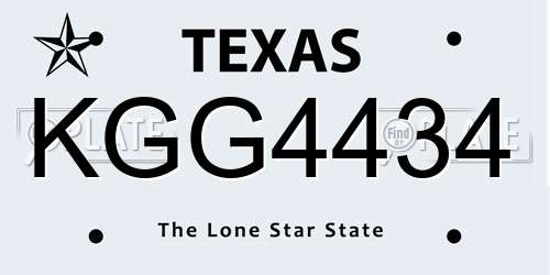 KGG4434 Texas License Plate