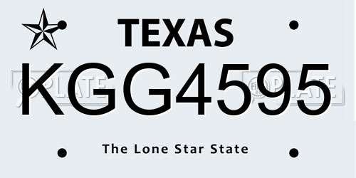 KGG4595 Texas License Plate