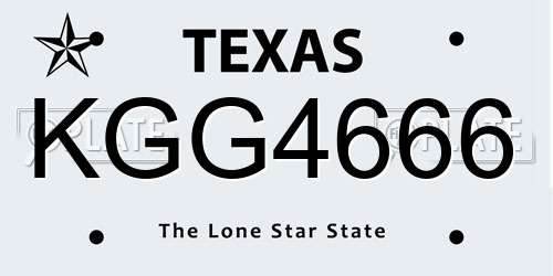 KGG4666 Texas License Plate