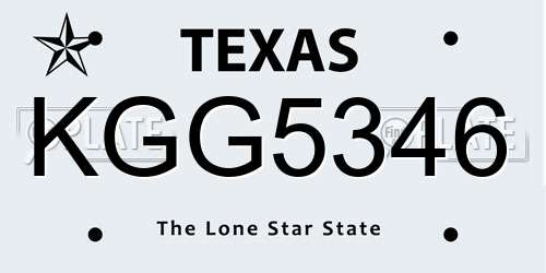 KGG5346 Texas License Plate