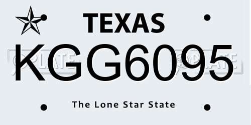 KGG6095 Texas License Plate