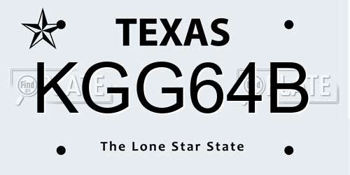 KGG64B Texas License Plate