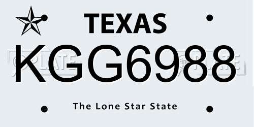 KGG6988 Texas License Plate