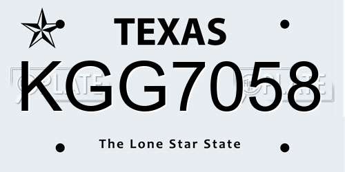 KGG7058 Texas License Plate
