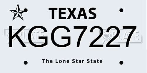 KGG7227 Texas License Plate