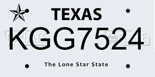 KGG7524 Texas License Plate