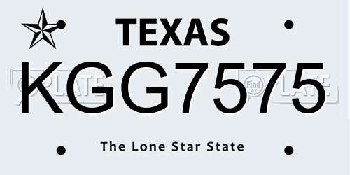 KGG7575 Texas License Plate