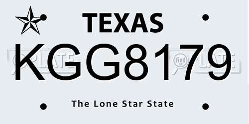 KGG8179 Texas License Plate