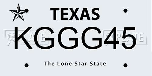 KGGG45 Texas License Plate