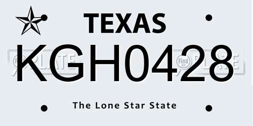 KGH0428 Texas License Plate