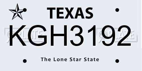 KGH3192 Texas License Plate