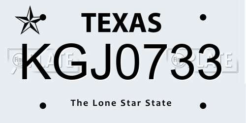 KGJ0733 Texas License Plate