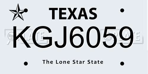 KGJ6059 Texas License Plate