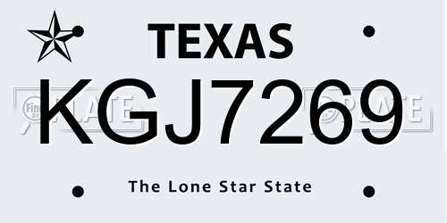 KGJ7269 Texas License Plate