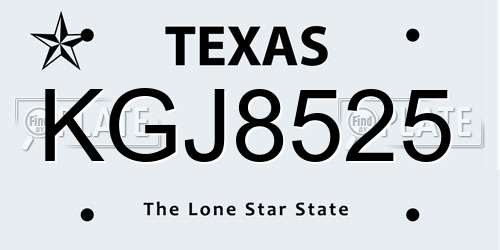 KGJ8525 Texas License Plate