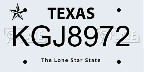 KGJ8972 Texas License Plate