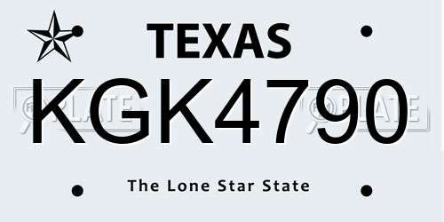 KGK4790 Texas License Plate