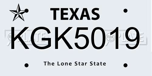 KGK5019 Texas License Plate