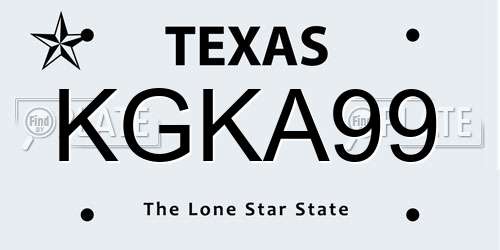 KGKA99 Texas License Plate