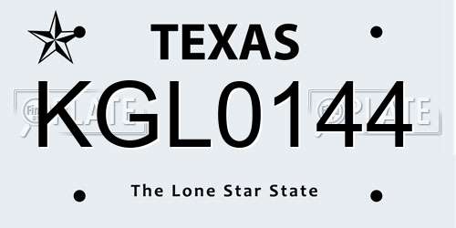 KGL0144 Texas License Plate