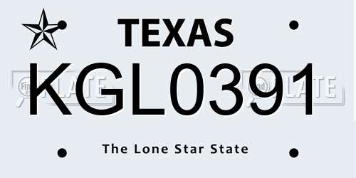 KGL0391 Texas License Plate