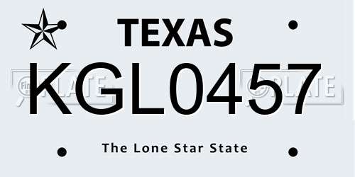 KGL0457 Texas License Plate