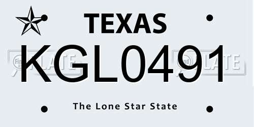 KGL0491 Texas License Plate