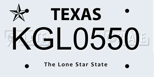 KGL0550 Texas License Plate