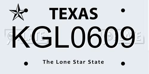 KGL0609 Texas License Plate