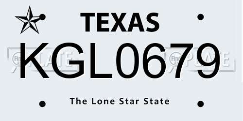 KGL0679 Texas License Plate